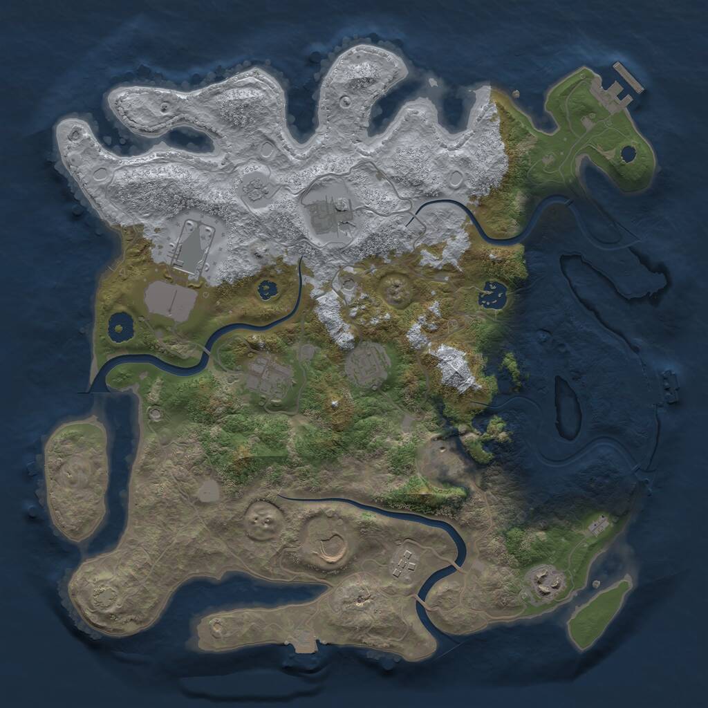 Rust Map: Procedural Map, Size: 3700, Seed: 253001172, 15 Monuments