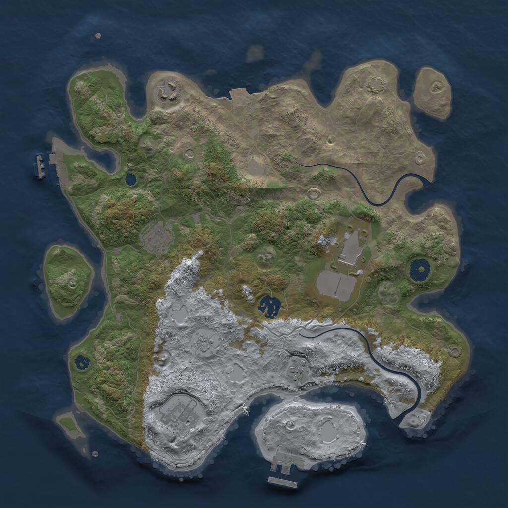 Rust Map: Procedural Map, Size: 3500, Seed: 1590914850, 12 Monuments