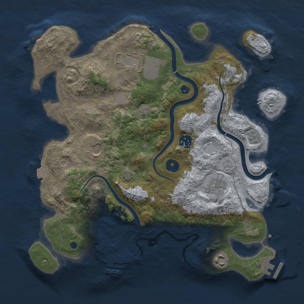 Rust Map: Procedural Map, Size: 3500, Seed: 1520554402, 12 Monuments