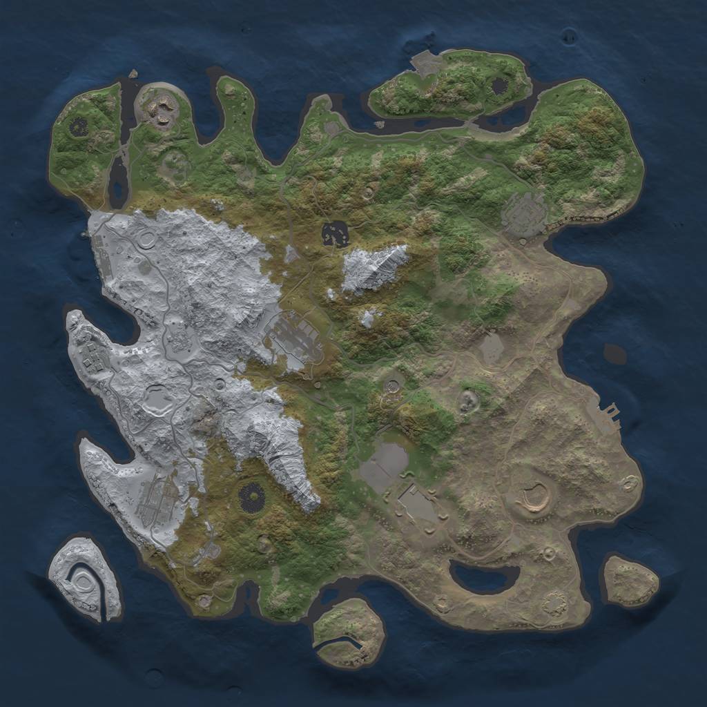 Rust Map: Procedural Map, Size: 3700, Seed: 1221749014, 16 Monuments