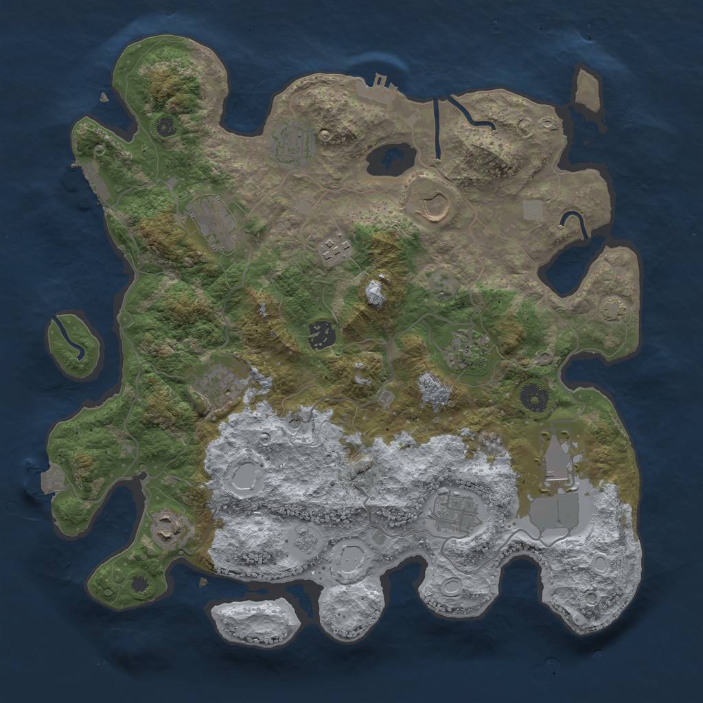 Rust Map: Procedural Map, Size: 3700, Seed: 1725639496, 18 Monuments