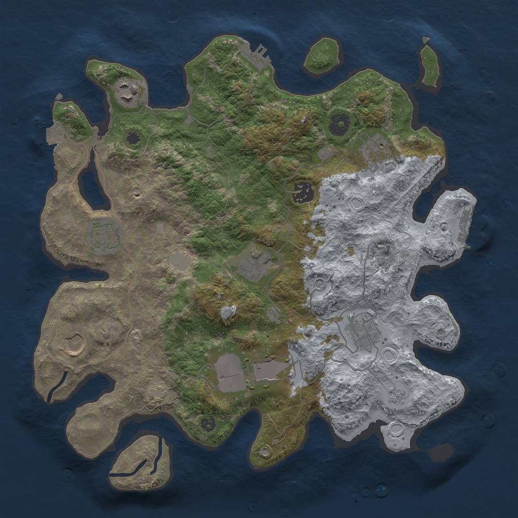 Rust Map: Procedural Map, Size: 3500, Seed: 528693654, 16 Monuments