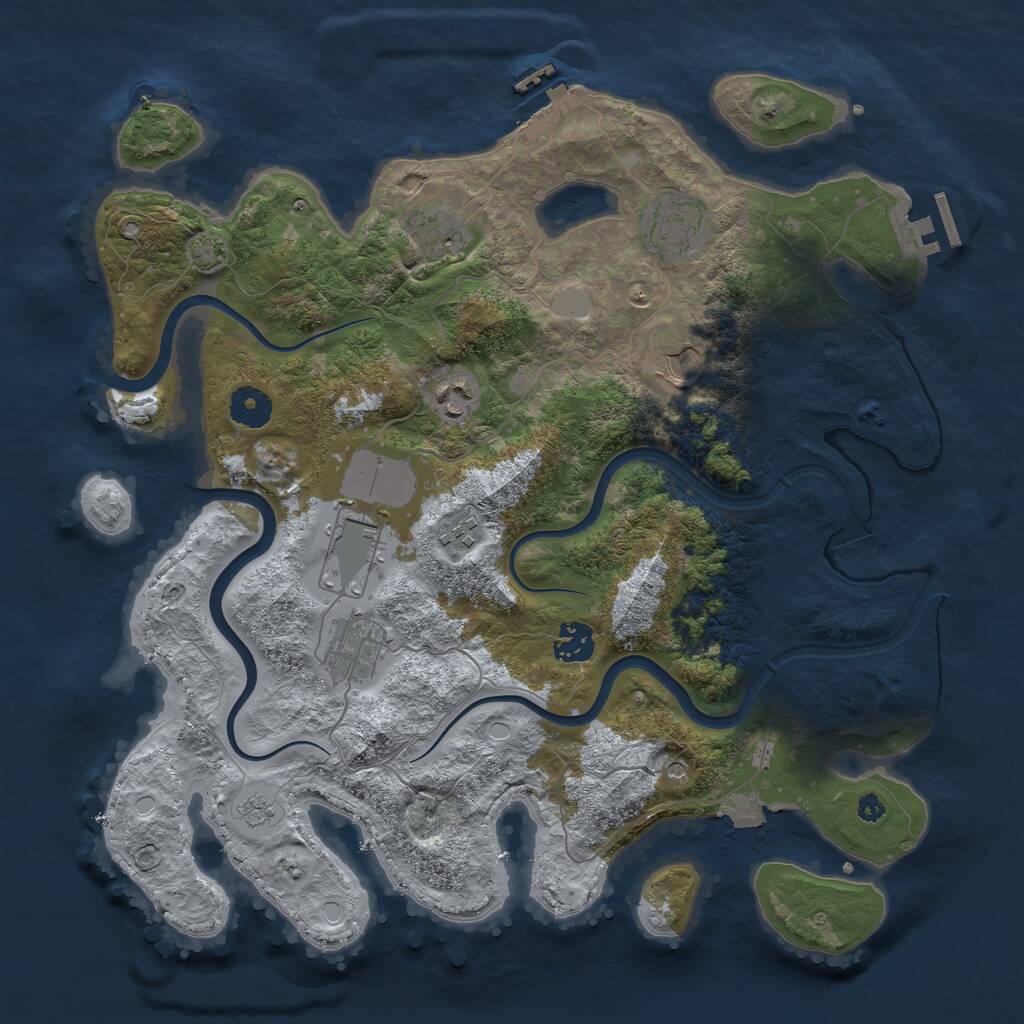 Rust Map: Procedural Map, Size: 3700, Seed: 1221749015, 14 Monuments
