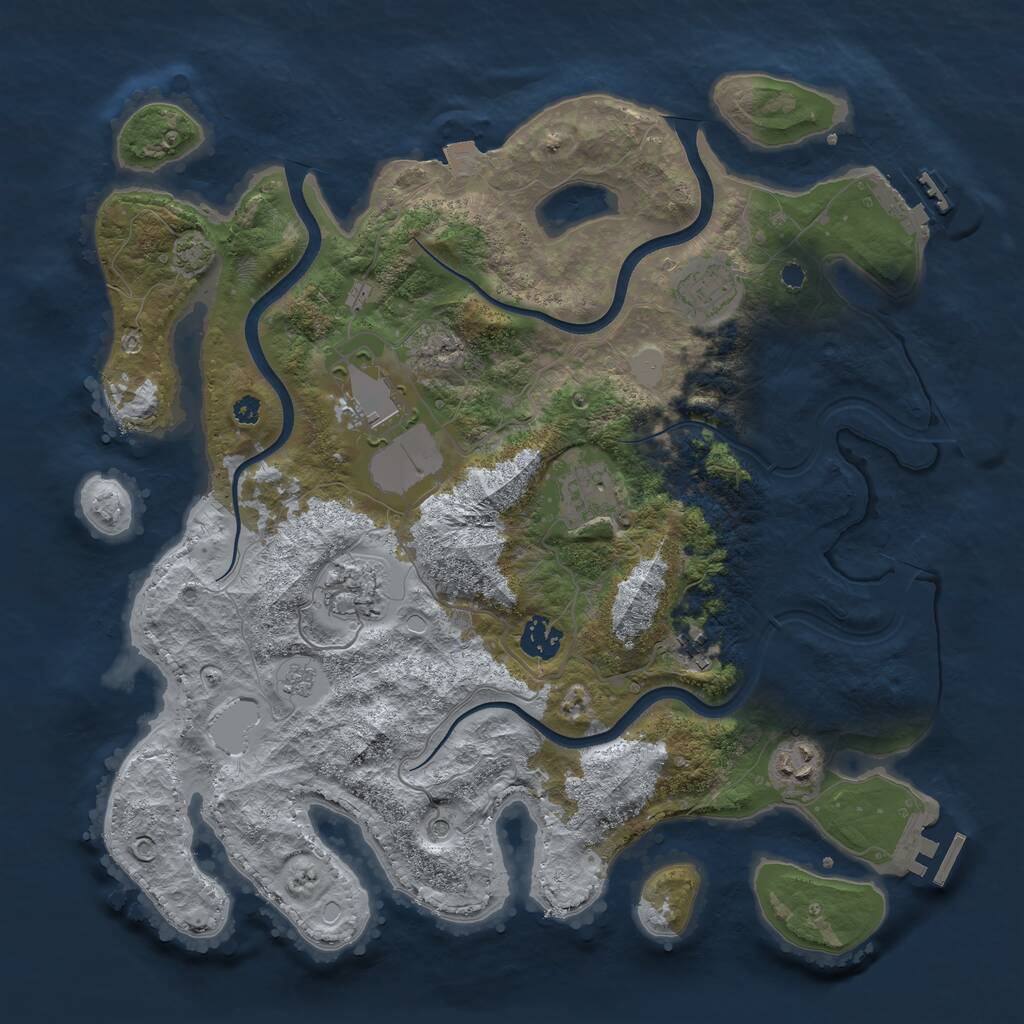 Rust Map: Procedural Map, Size: 3700, Seed: 1221749015, 13 Monuments