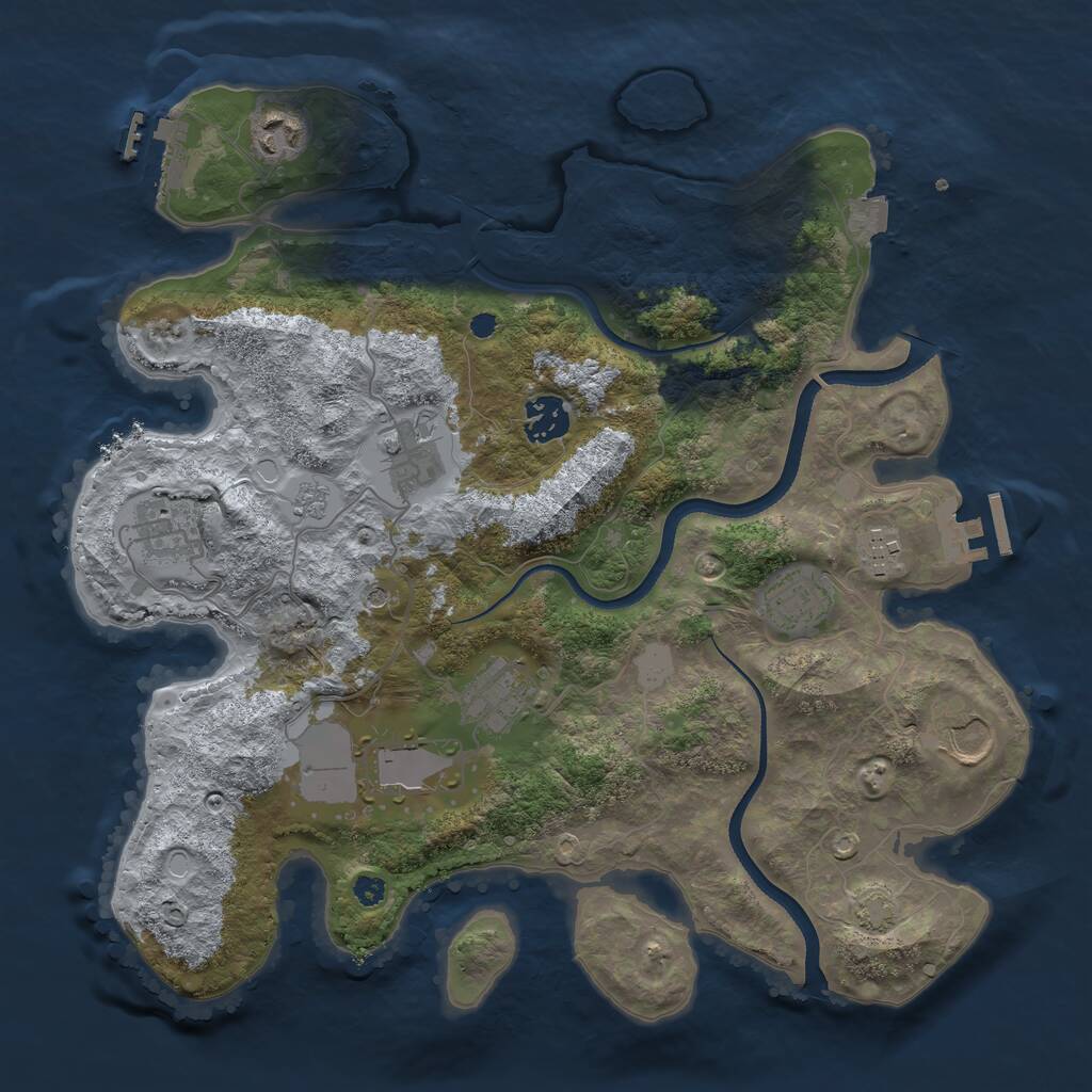 Rust Map: Procedural Map, Size: 3500, Seed: 1805345468, 15 Monuments