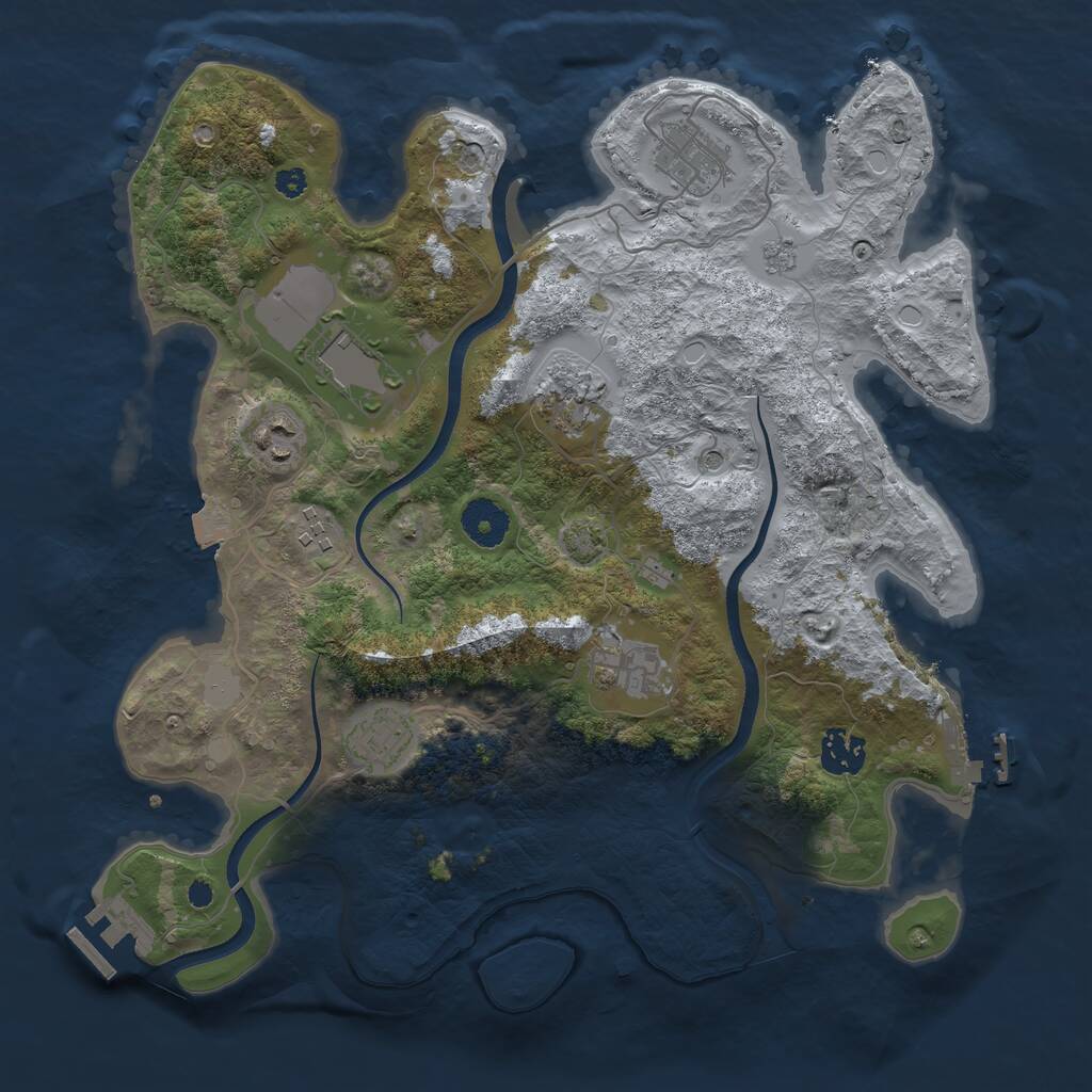 Rust Map: Procedural Map, Size: 3500, Seed: 2016356408, 14 Monuments