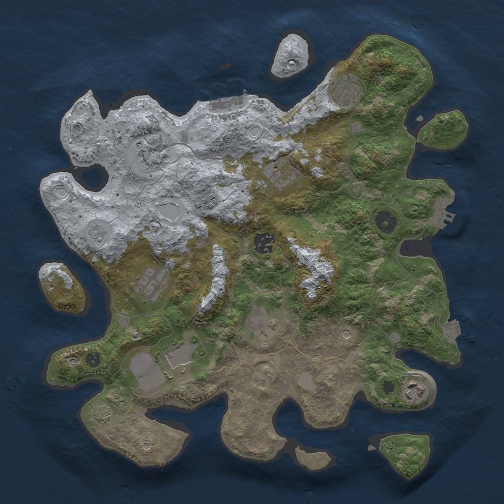 Rust Map: Procedural Map, Size: 3500, Seed: 1175213287, 17 Monuments