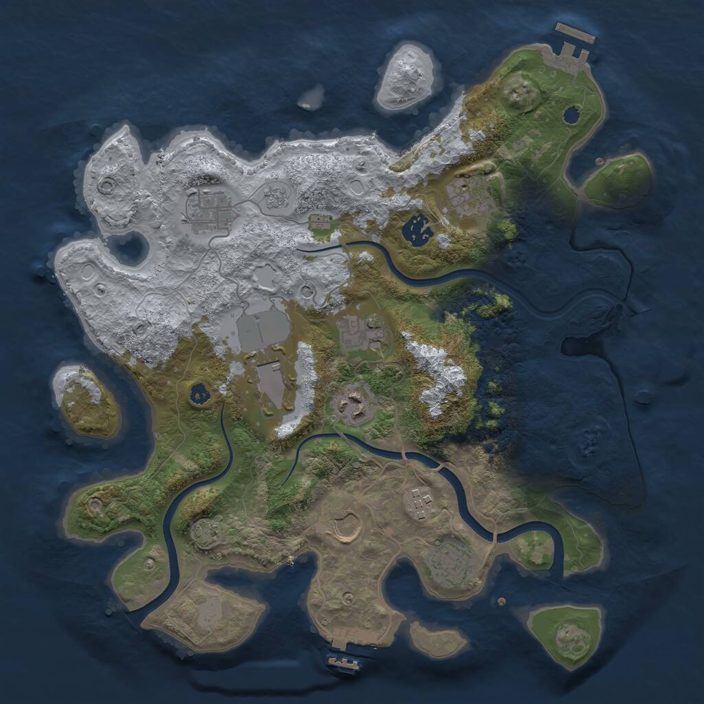 Rust Map: Procedural Map, Size: 3500, Seed: 1175213287, 15 Monuments