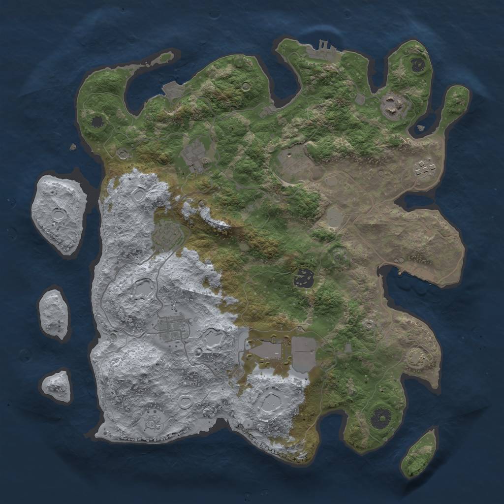 Rust Map: Procedural Map, Size: 3700, Seed: 239198112, 16 Monuments