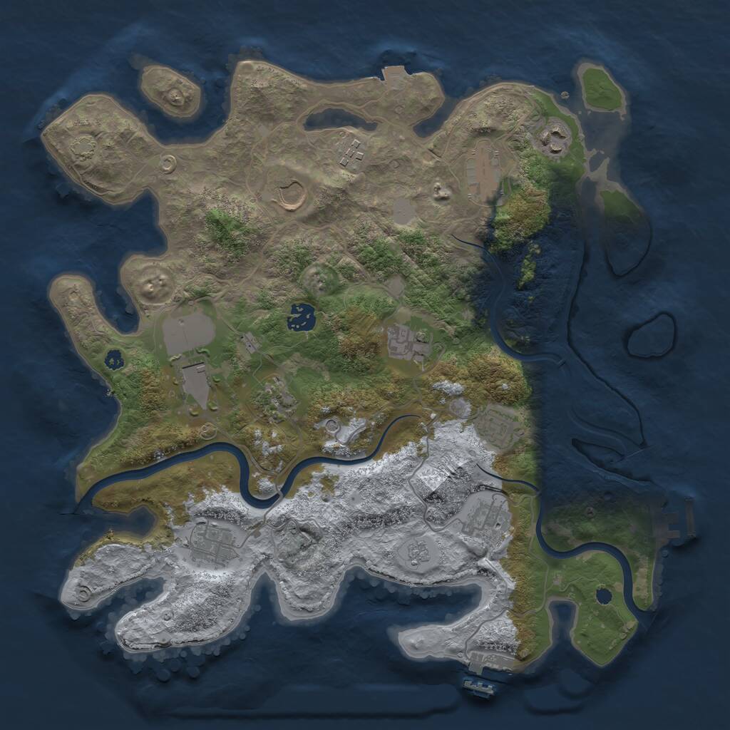 Rust Map: Procedural Map, Size: 3750, Seed: 18991299, 17 Monuments