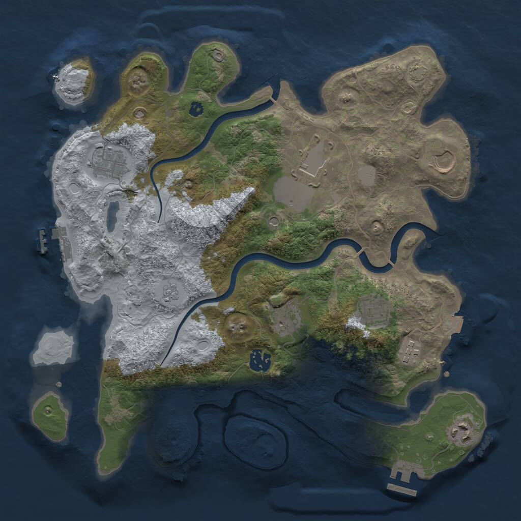 Rust Map: Procedural Map, Size: 3500, Seed: 1135393922, 14 Monuments