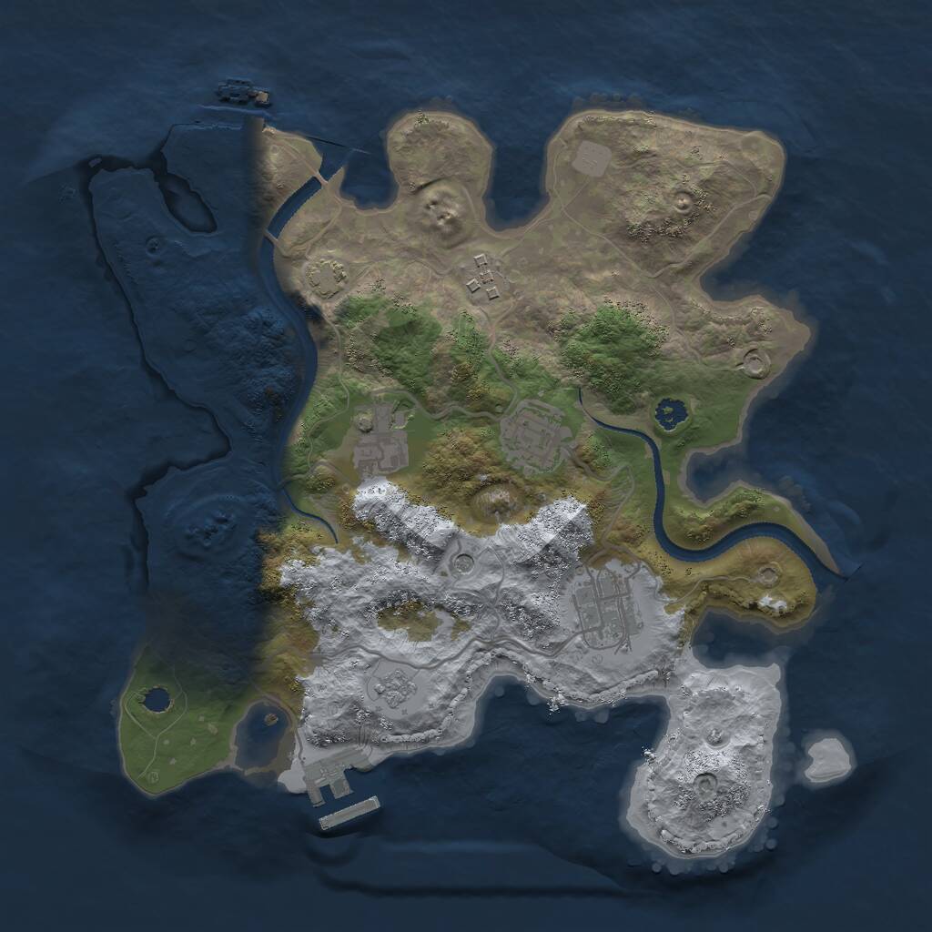 Rust Map: Procedural Map, Size: 3000, Seed: 742962539, 10 Monuments