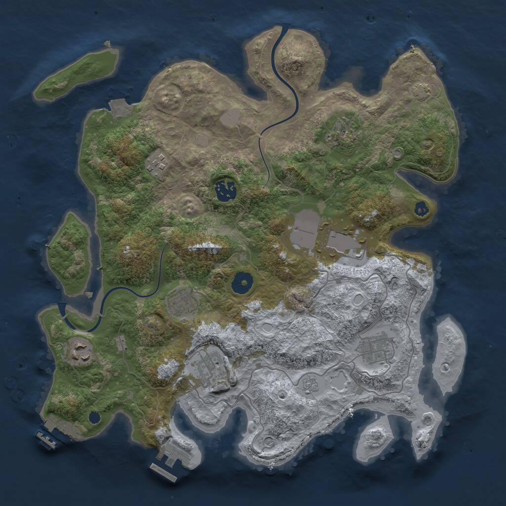 Rust Map: Procedural Map, Size: 3500, Seed: 2145312172, 14 Monuments