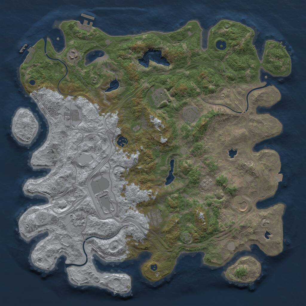 Rust Map: Procedural Map, Size: 4500, Seed: 293799928, 16 Monuments