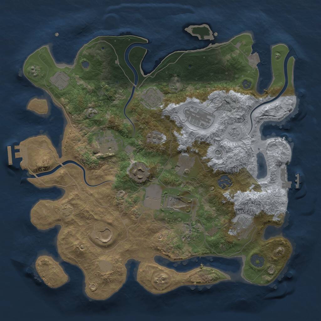 Rust Map: Procedural Map, Size: 3500, Seed: 424110066, 19 Monuments