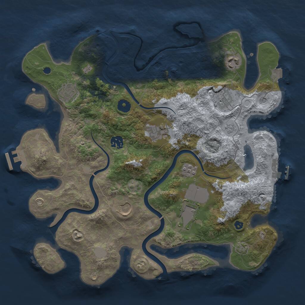 Rust Map: Procedural Map, Size: 3500, Seed: 424110066, 14 Monuments
