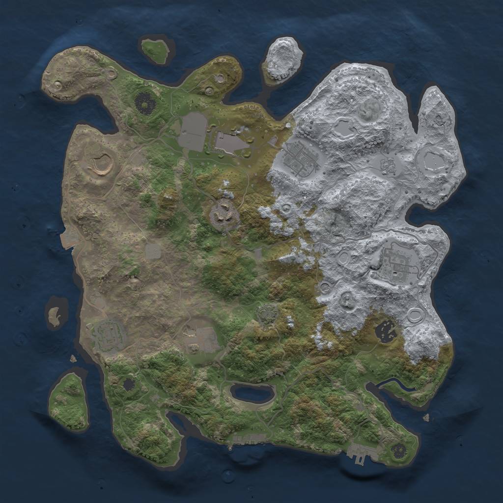 Rust Map: Procedural Map, Size: 3500, Seed: 37860147, 16 Monuments
