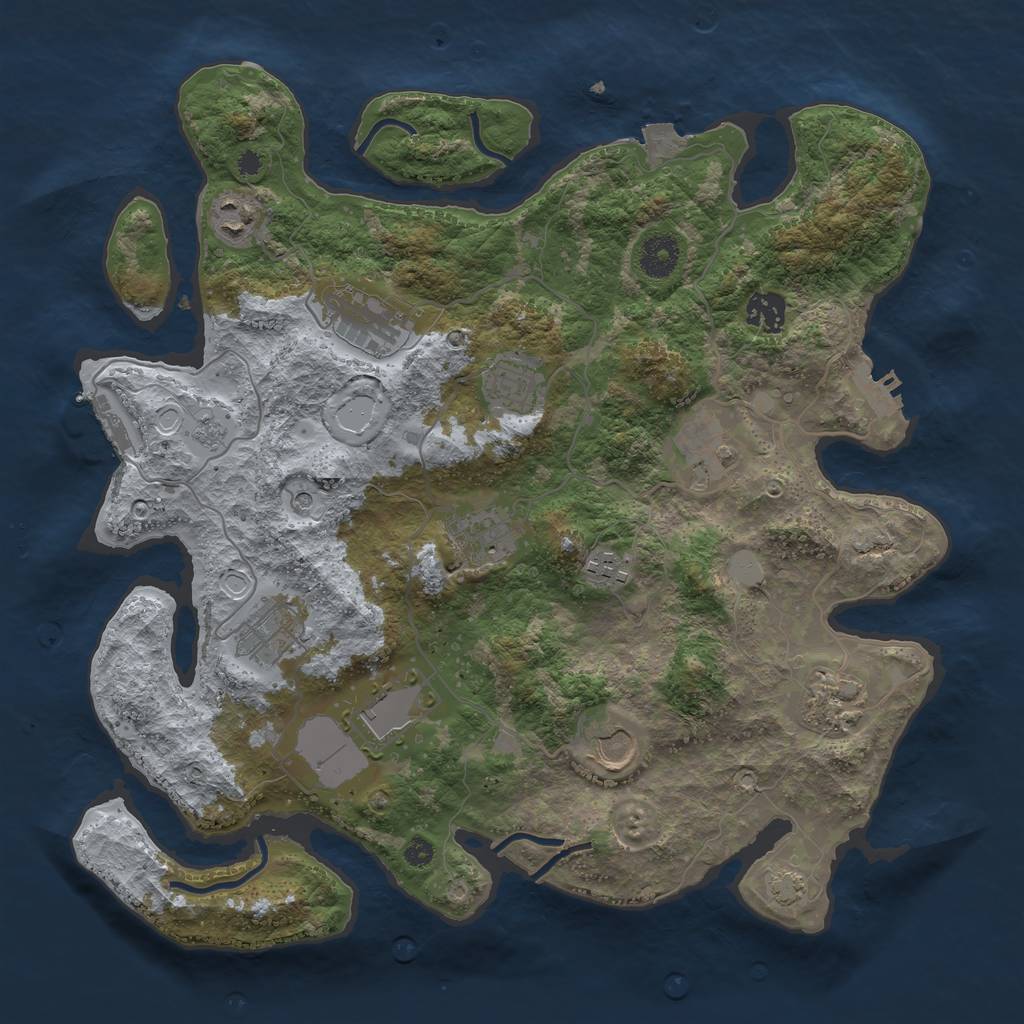 Rust Map: Procedural Map, Size: 3700, Seed: 706830756, 19 Monuments