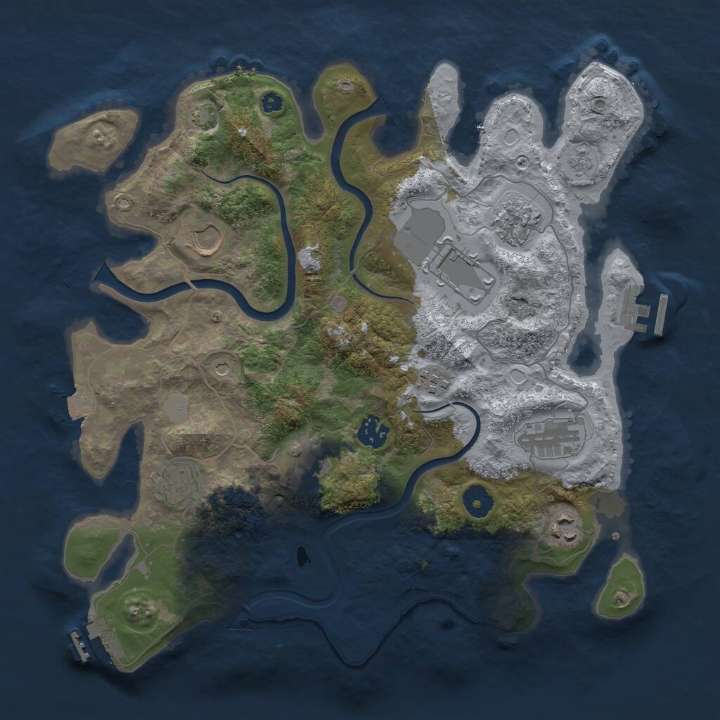 Rust Map: Procedural Map, Size: 3500, Seed: 1145752457, 15 Monuments