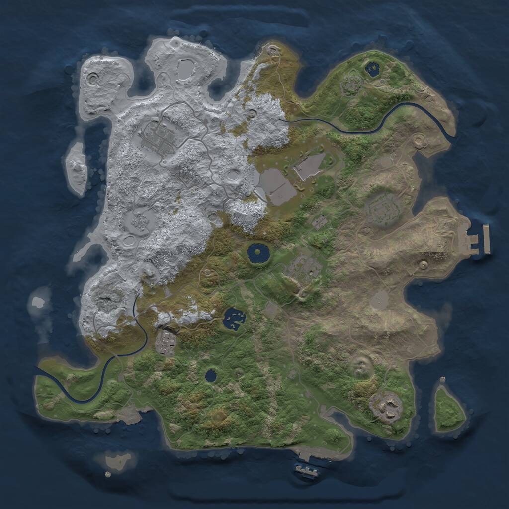 Rust Map: Procedural Map, Size: 3500, Seed: 1842507337, 13 Monuments