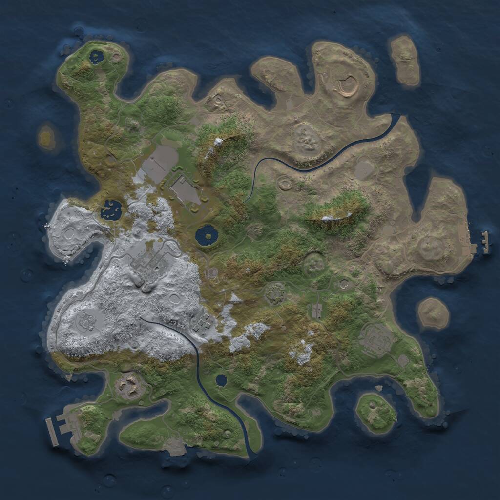 Rust Map: Procedural Map, Size: 3500, Seed: 945730356, 13 Monuments