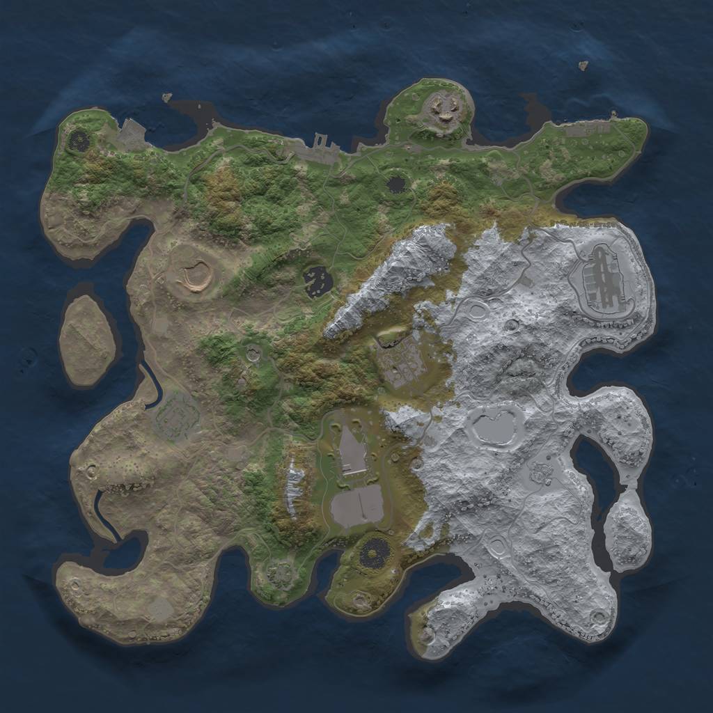 Rust Map: Procedural Map, Size: 3500, Seed: 634499487, 15 Monuments