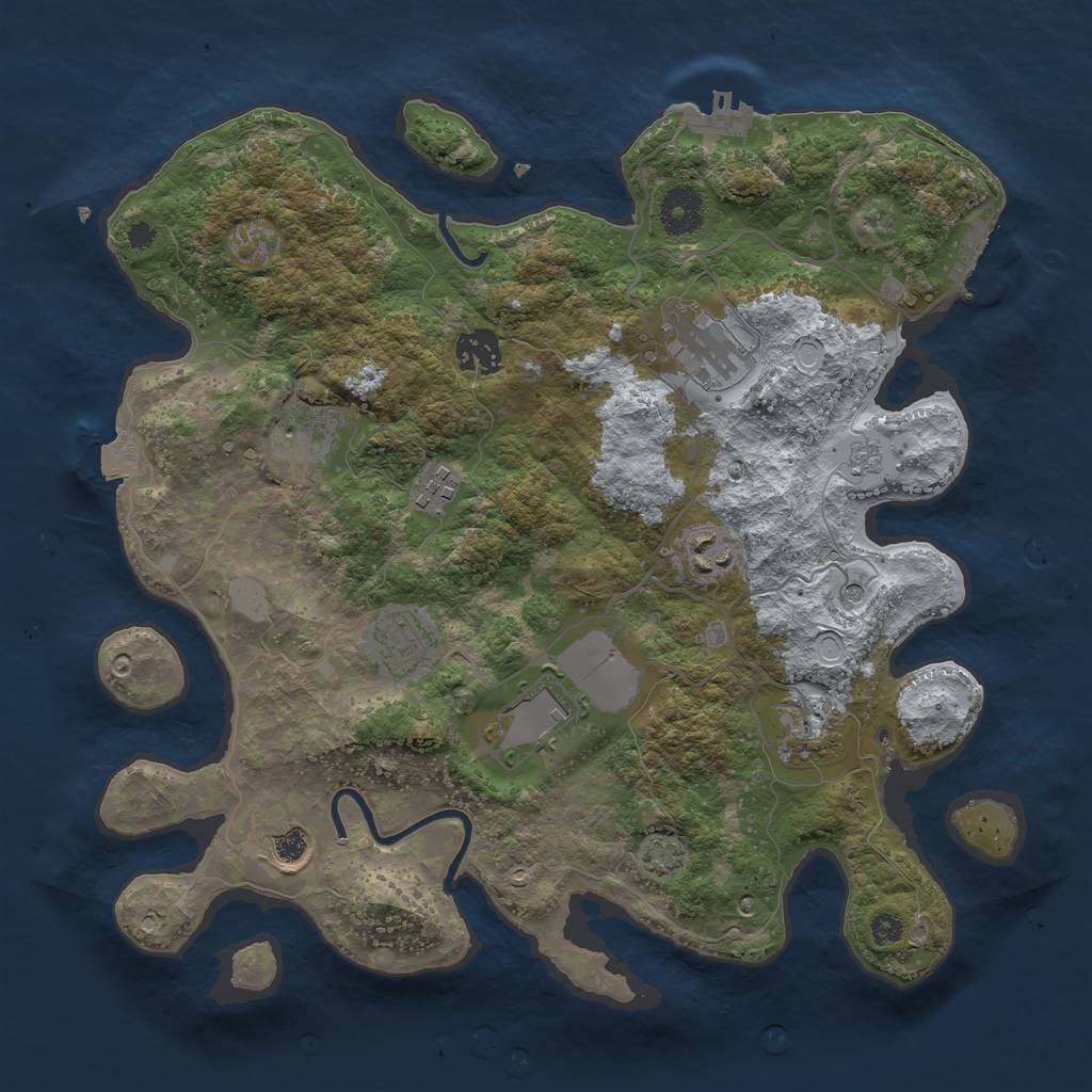 Rust Map: Procedural Map, Size: 3500, Seed: 832404130, 17 Monuments