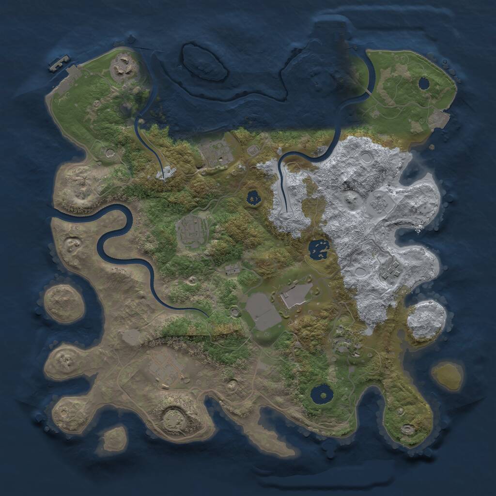 Rust Map: Procedural Map, Size: 3500, Seed: 832404130, 14 Monuments