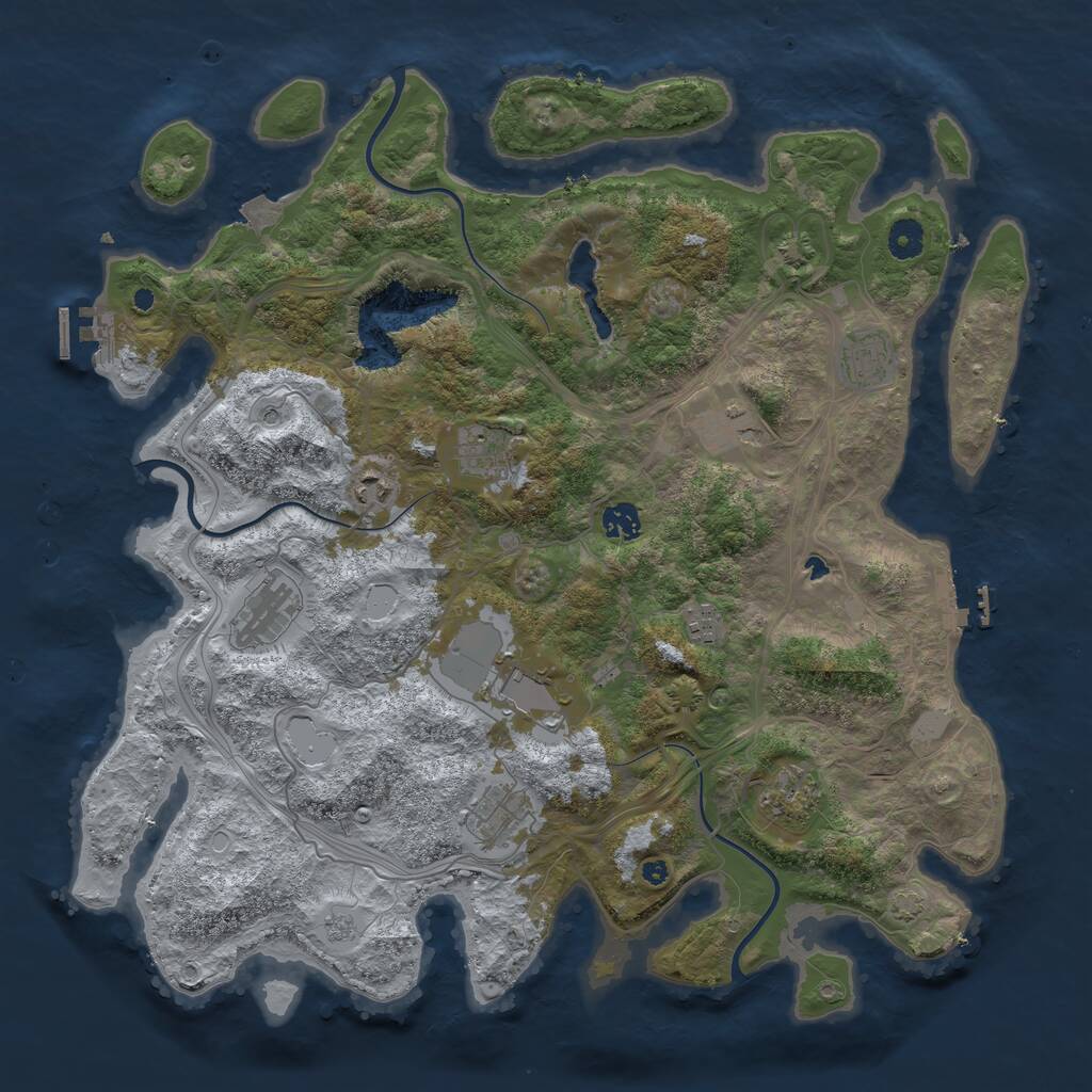 Rust Map: Procedural Map, Size: 4250, Seed: 20406902, 16 Monuments
