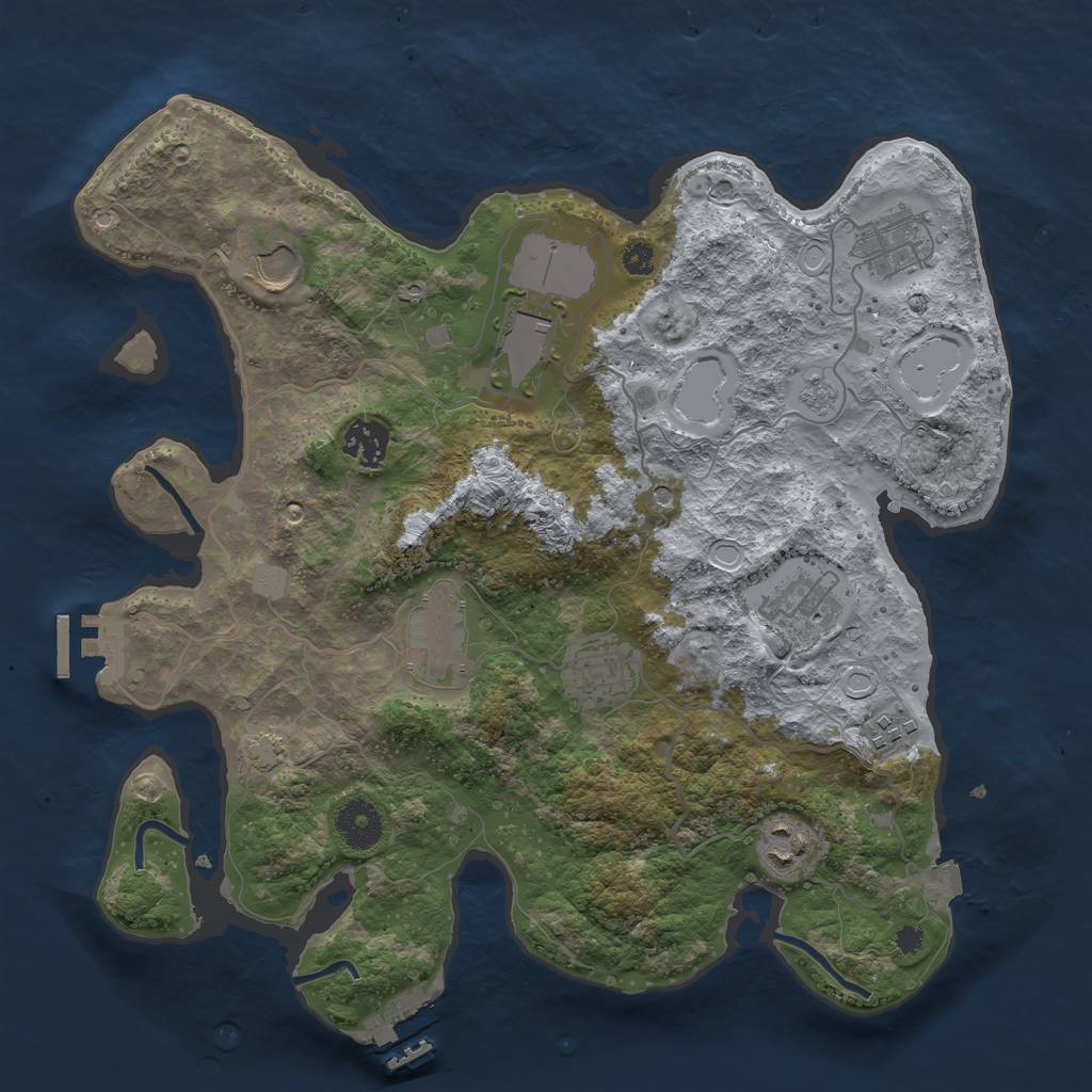 Rust Map: Procedural Map, Size: 3500, Seed: 18645, 17 Monuments