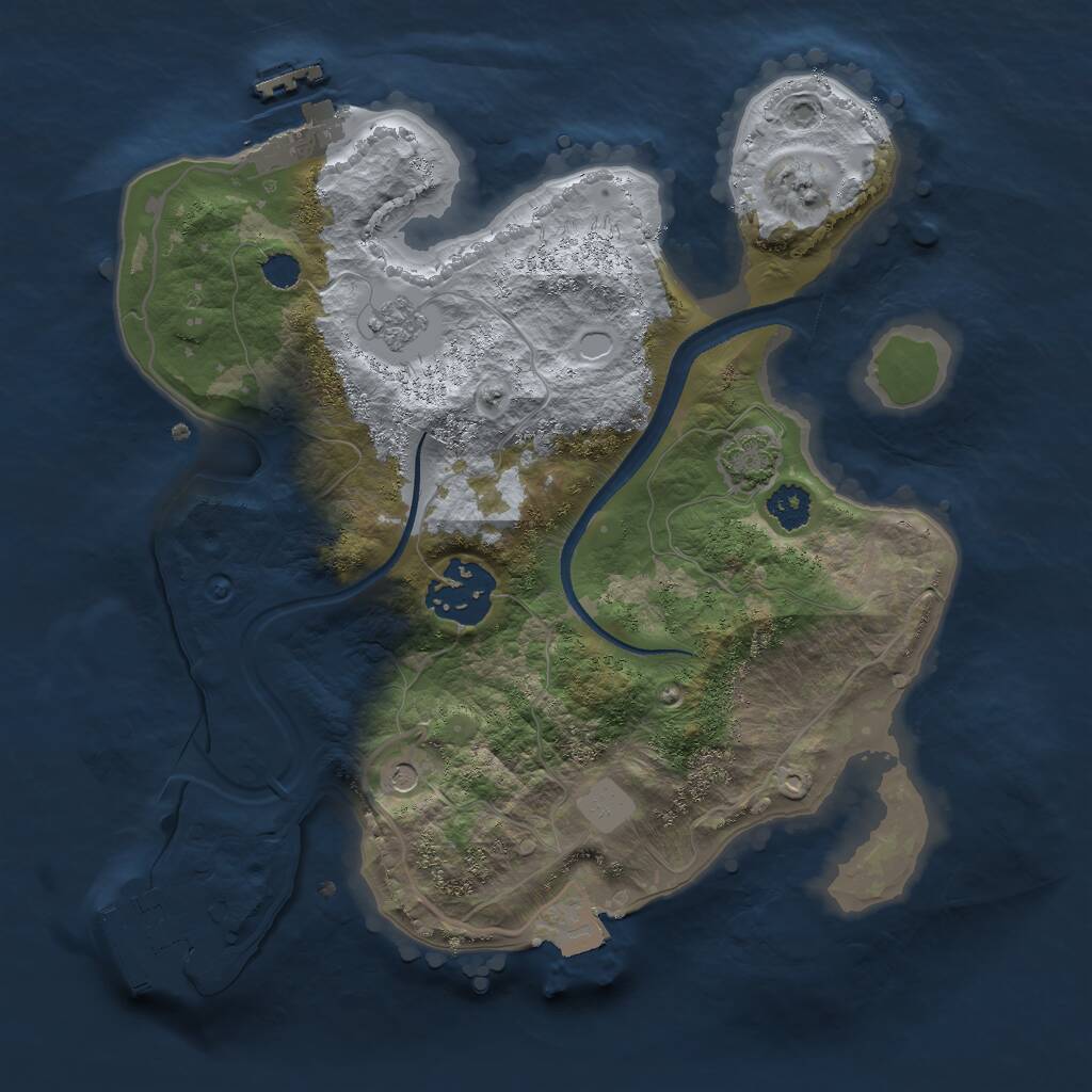 Rust Map: Procedural Map, Size: 2500, Seed: 285093, 7 Monuments