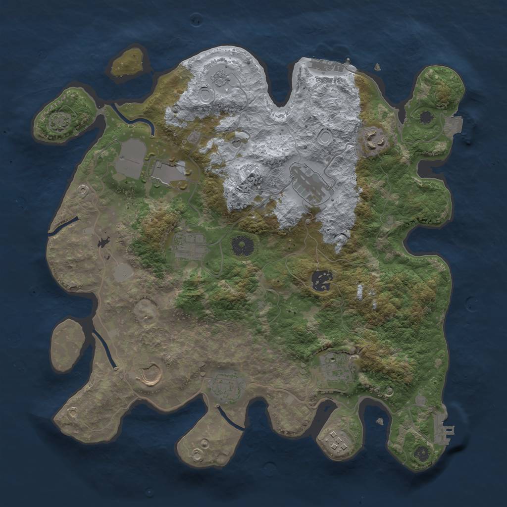 Rust Map: Procedural Map, Size: 3500, Seed: 209856232, 17 Monuments