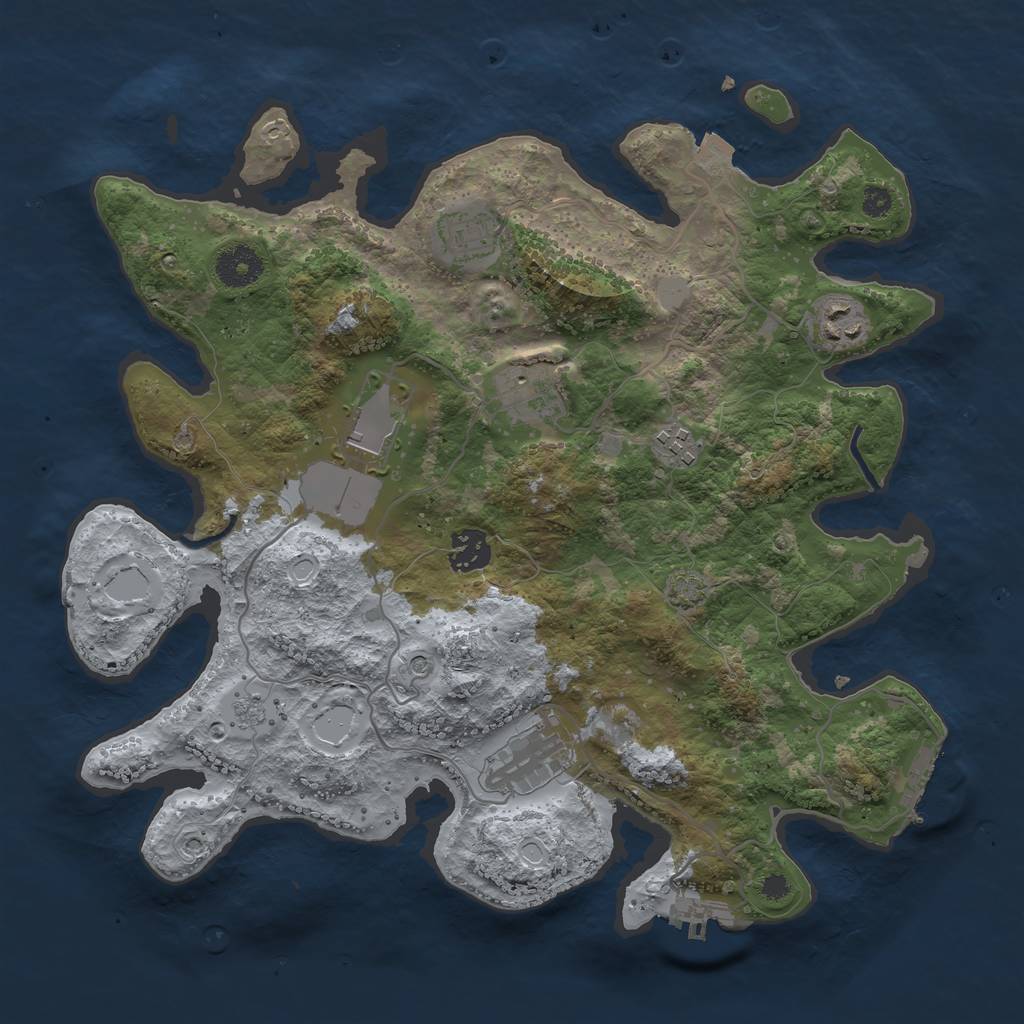 Rust Map: Procedural Map, Size: 3500, Seed: 993968191, 15 Monuments