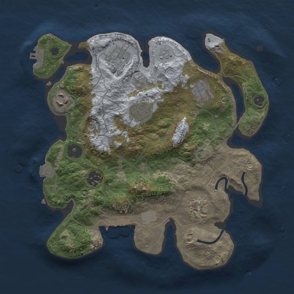 Rust Map: Procedural Map, Size: 3000, Seed: 455091024, 14 Monuments