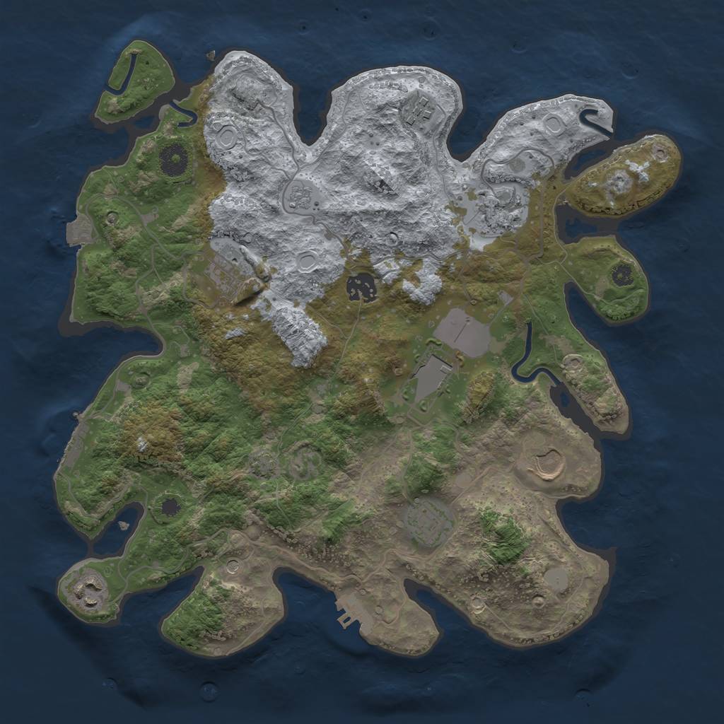 Rust Map: Procedural Map, Size: 3500, Seed: 776889576, 16 Monuments