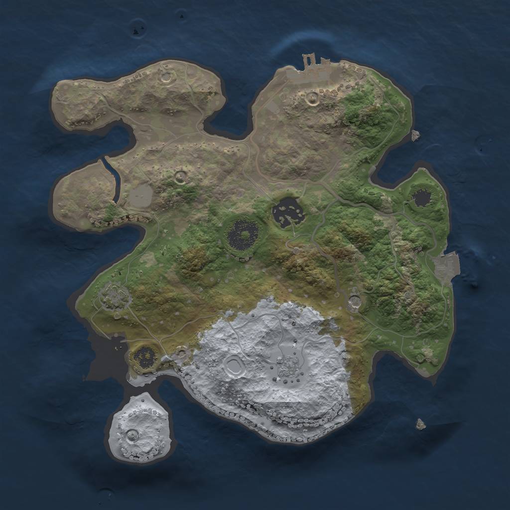 Rust Map: Procedural Map, Size: 2500, Seed: 613056535, 8 Monuments