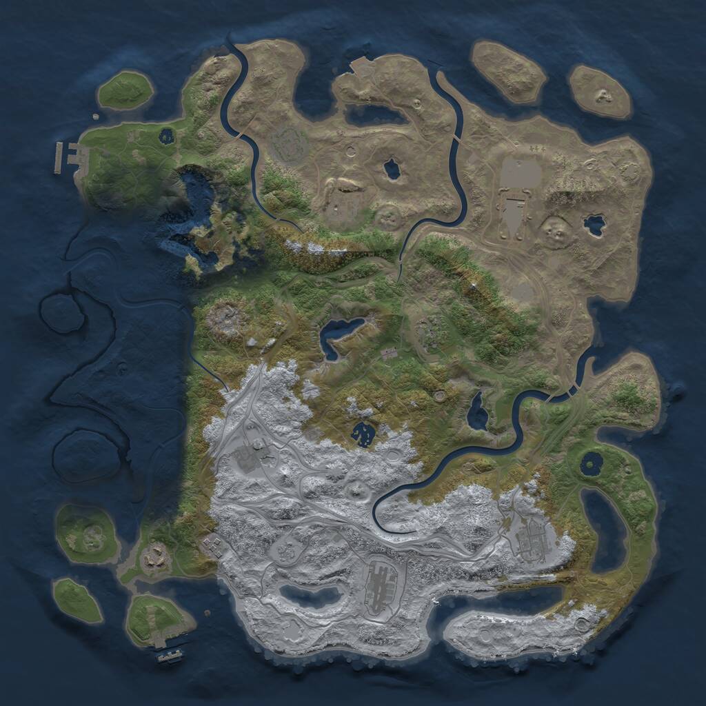 Rust Map: Procedural Map, Size: 4500, Seed: 1139385688, 16 Monuments