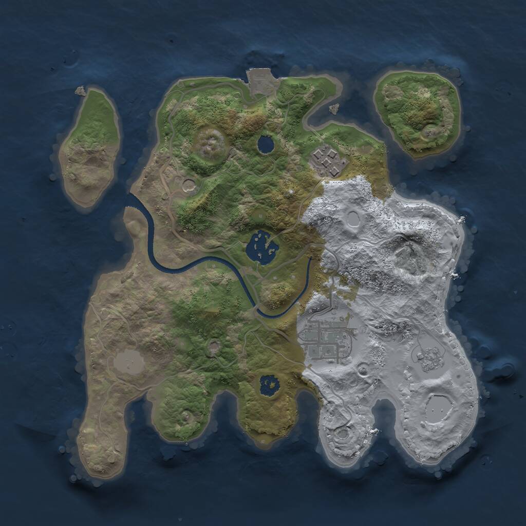 Rust Map: Procedural Map, Size: 2500, Seed: 443800161, 6 Monuments