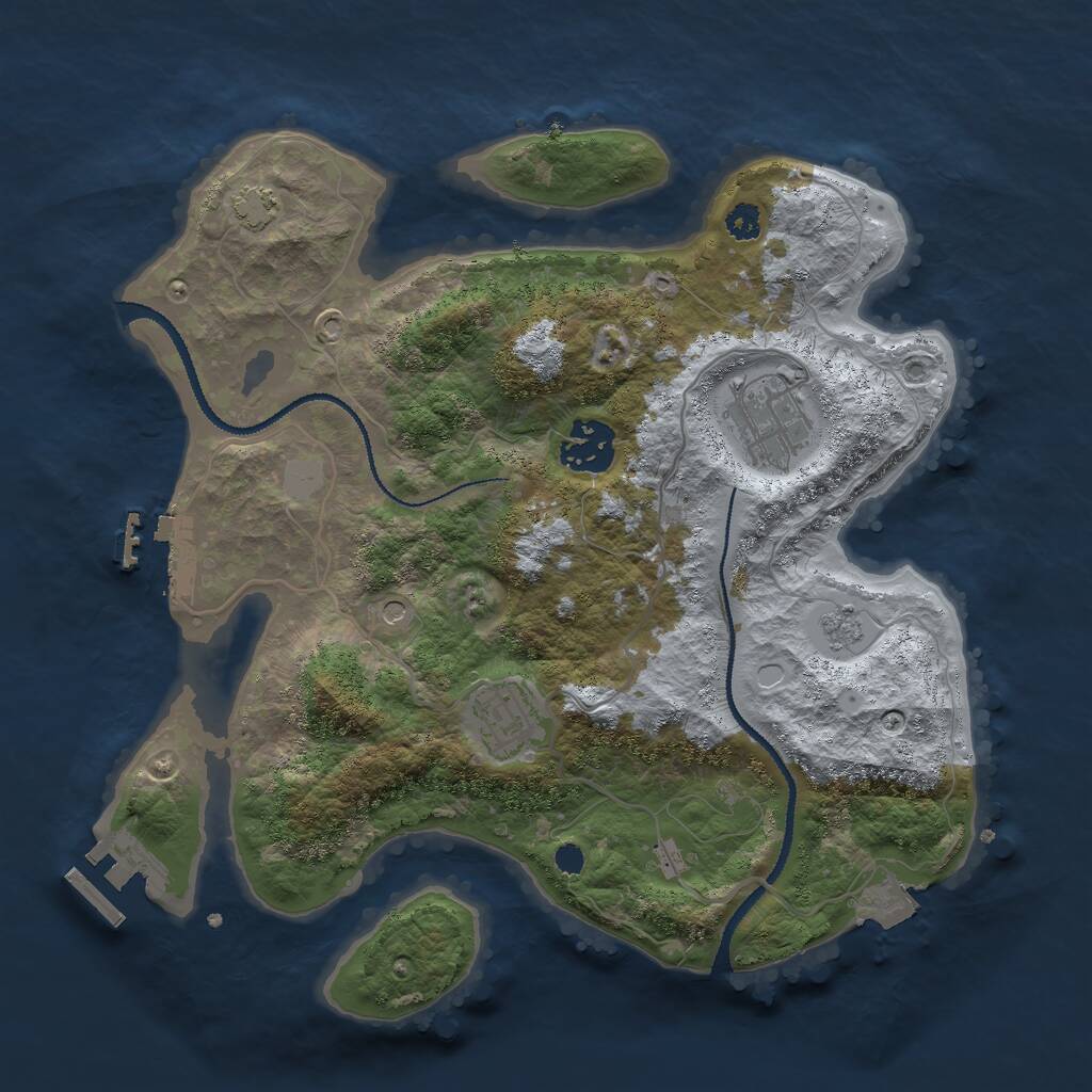 Rust Map: Procedural Map, Size: 3000, Seed: 23061, 9 Monuments