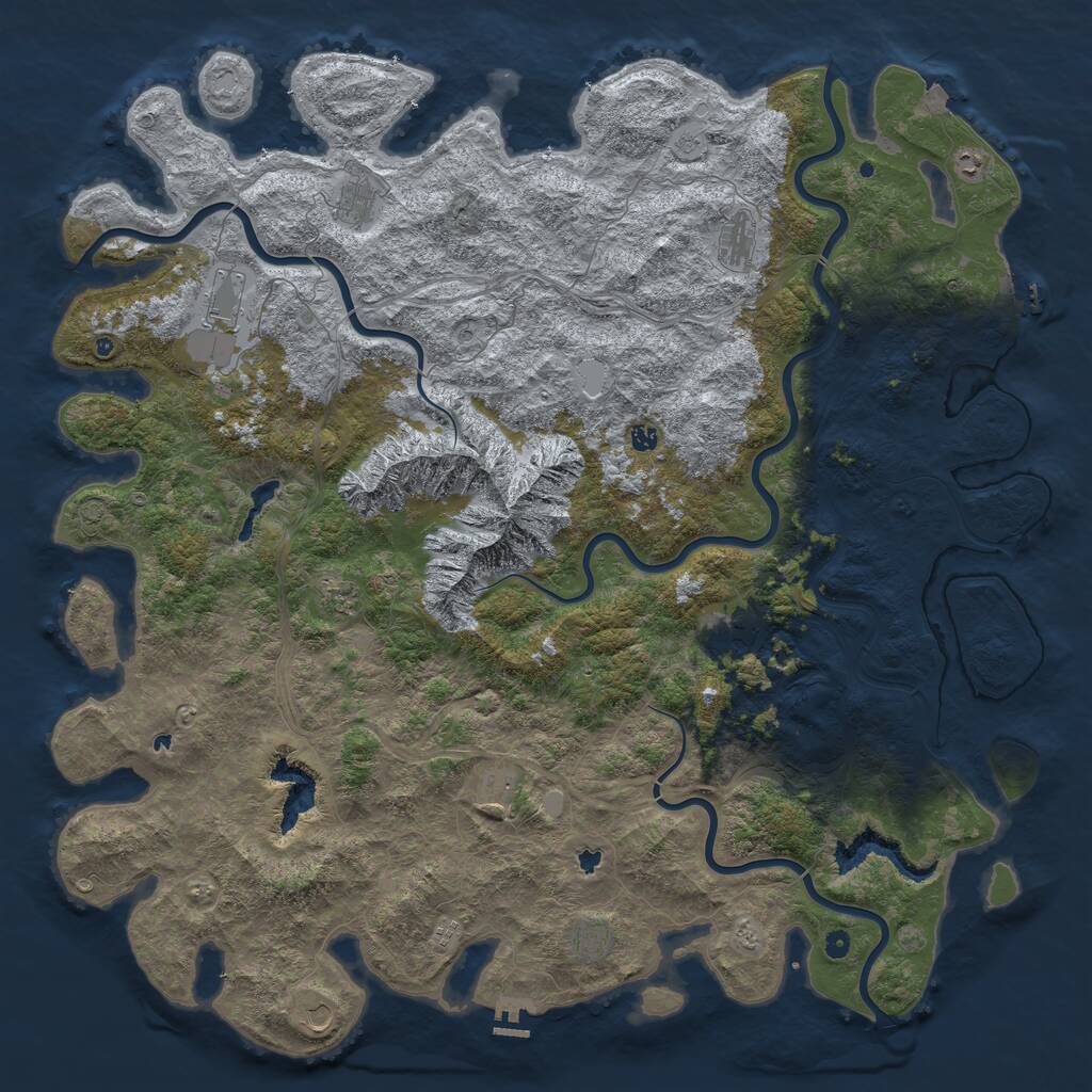 Rust Map: Procedural Map, Size: 6000, Seed: 164167318, 17 Monuments