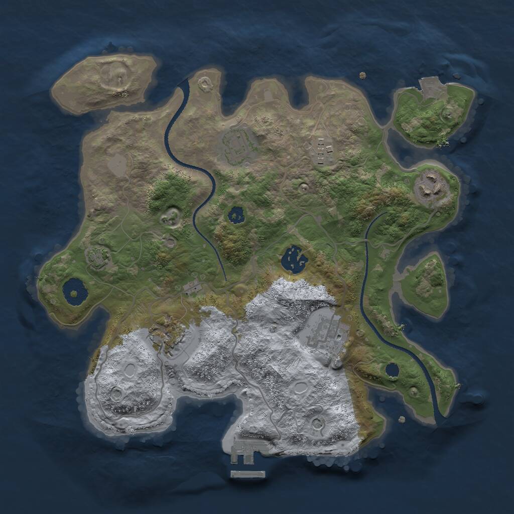 Rust Map: Procedural Map, Size: 3000, Seed: 393066991, 10 Monuments