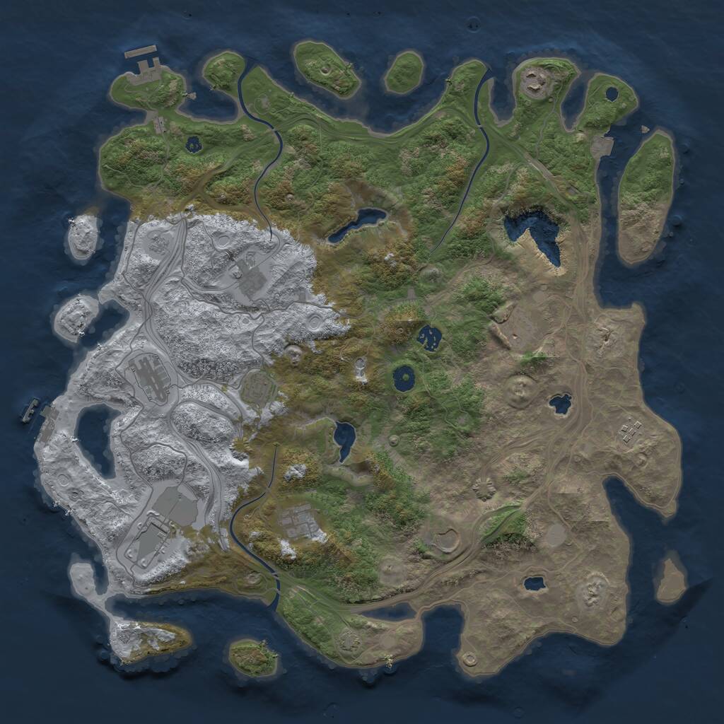 Rust Map: Procedural Map, Size: 4500, Seed: 1861650332, 16 Monuments