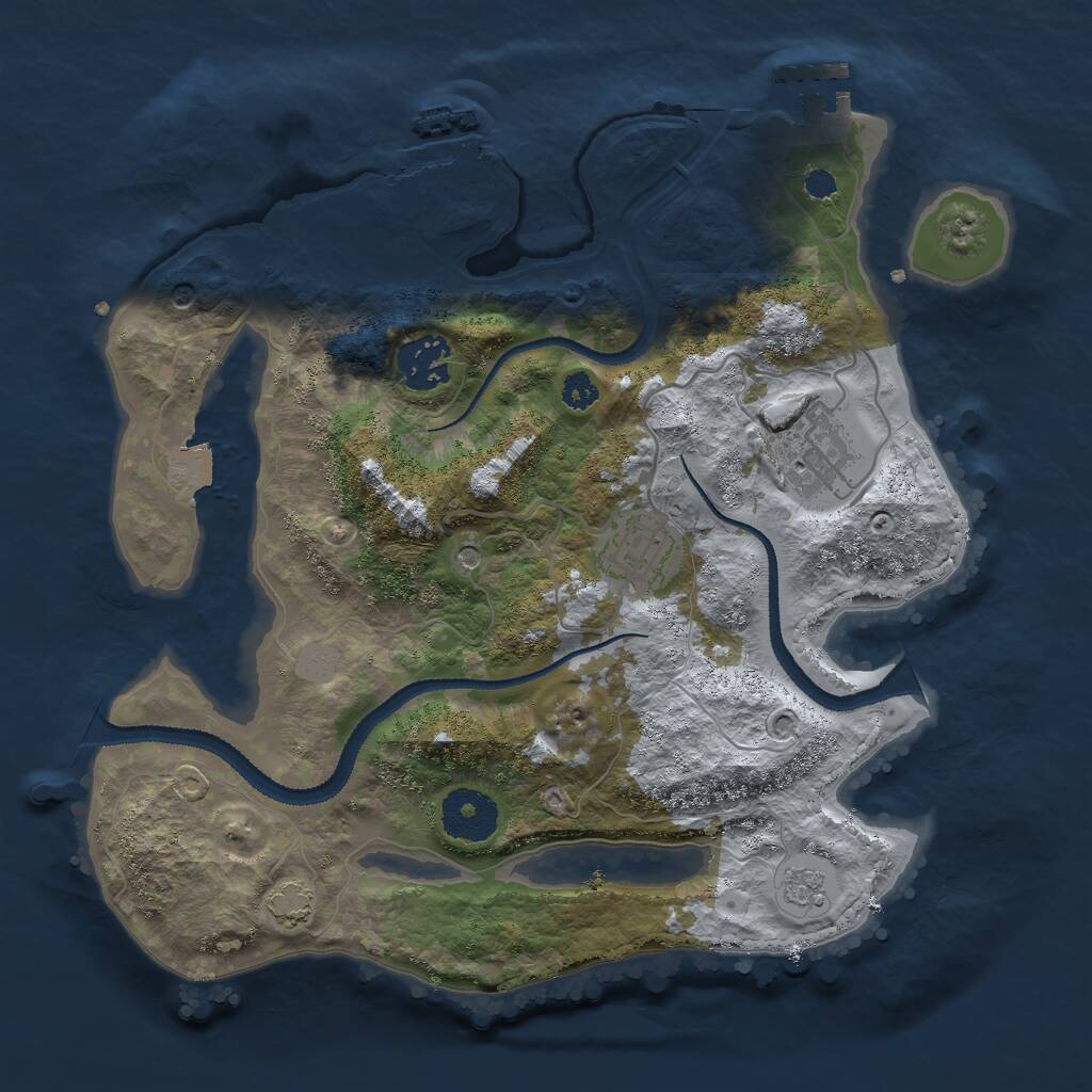 Rust Map: Procedural Map, Size: 3000, Seed: 54845, 9 Monuments