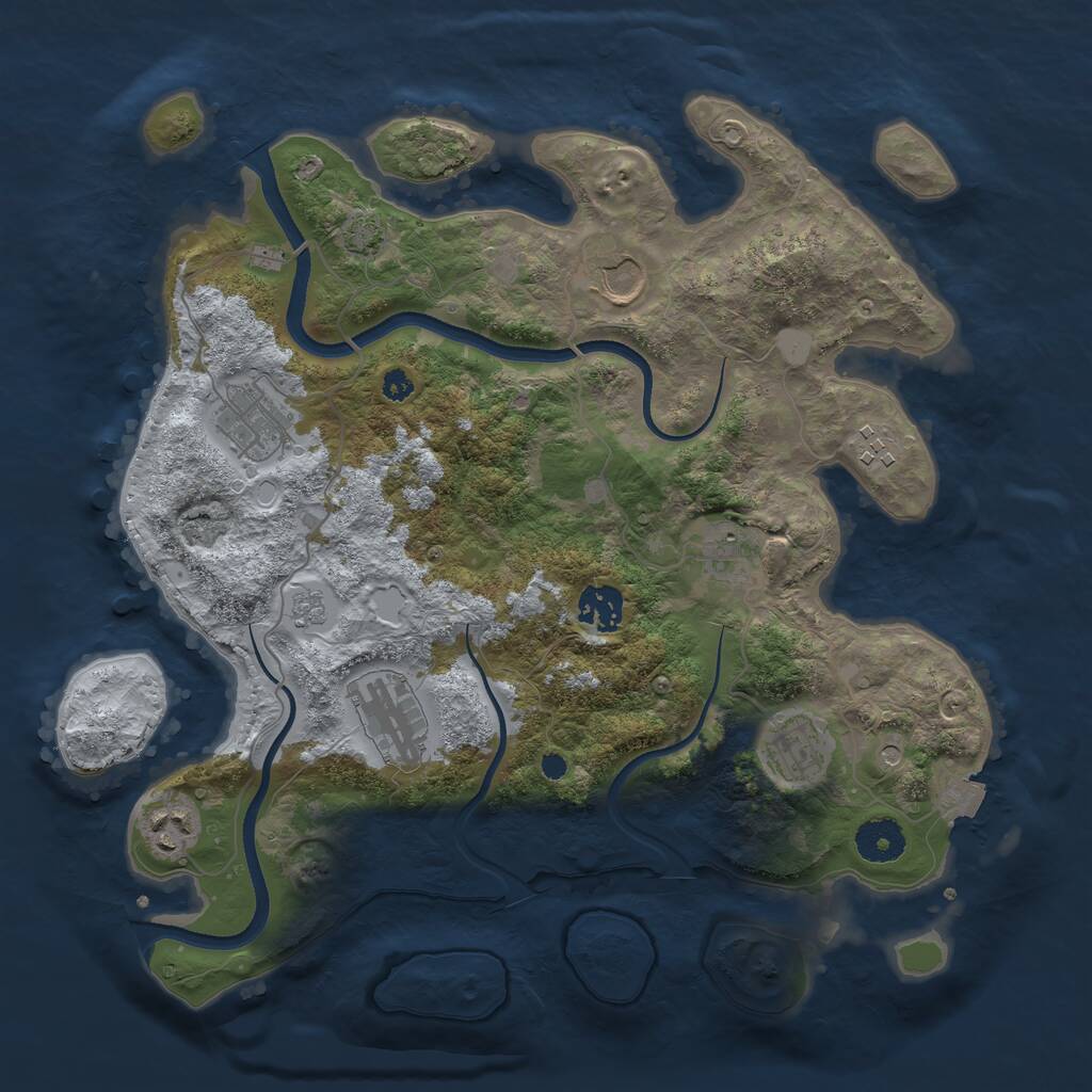 Rust Map: Procedural Map, Size: 3500, Seed: 495297559, 12 Monuments