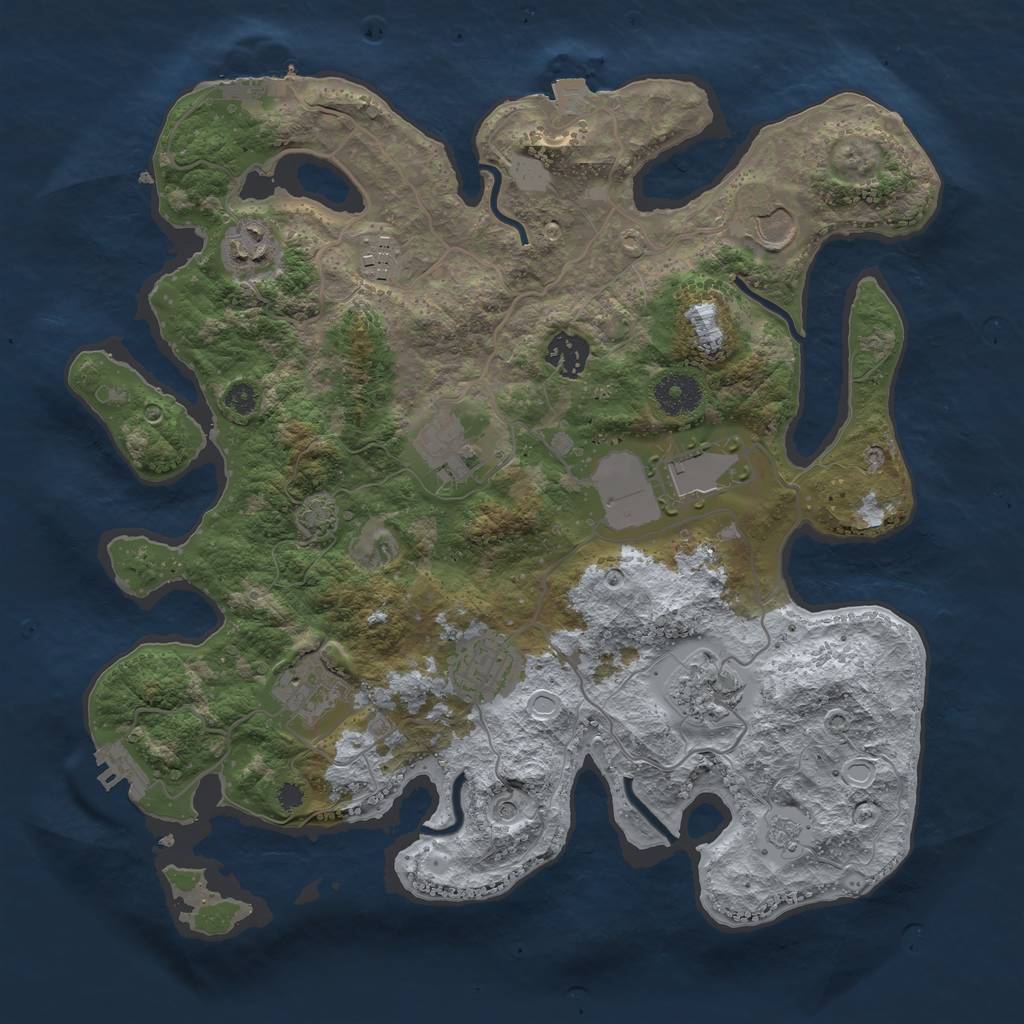 Rust Map: Procedural Map, Size: 3500, Seed: 819278814, 17 Monuments