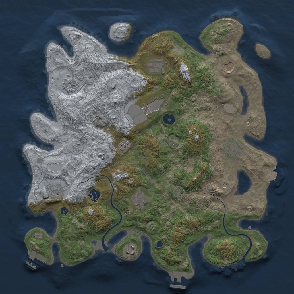 Rust Map: Procedural Map, Size: 3850, Seed: 51998766, 16 Monuments