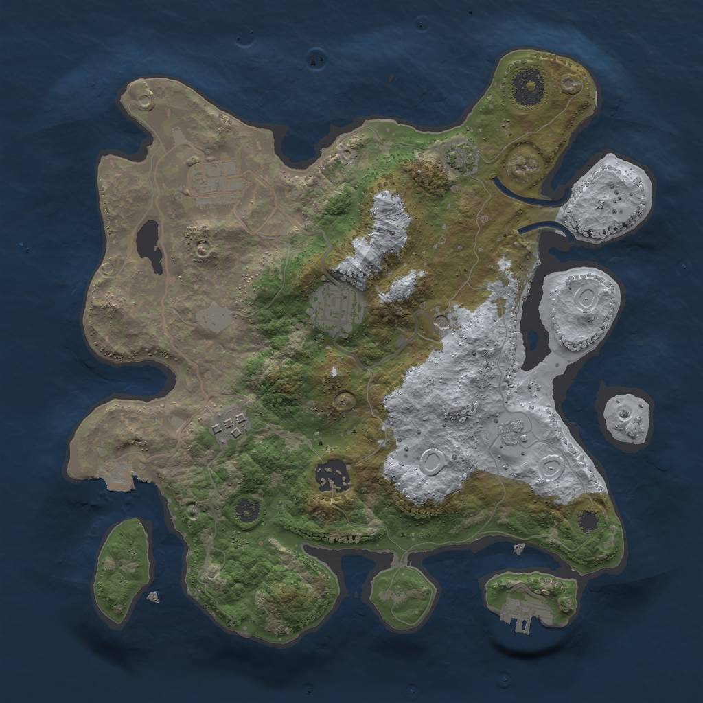 Rust Map: Procedural Map, Size: 3000, Seed: 74944, 11 Monuments
