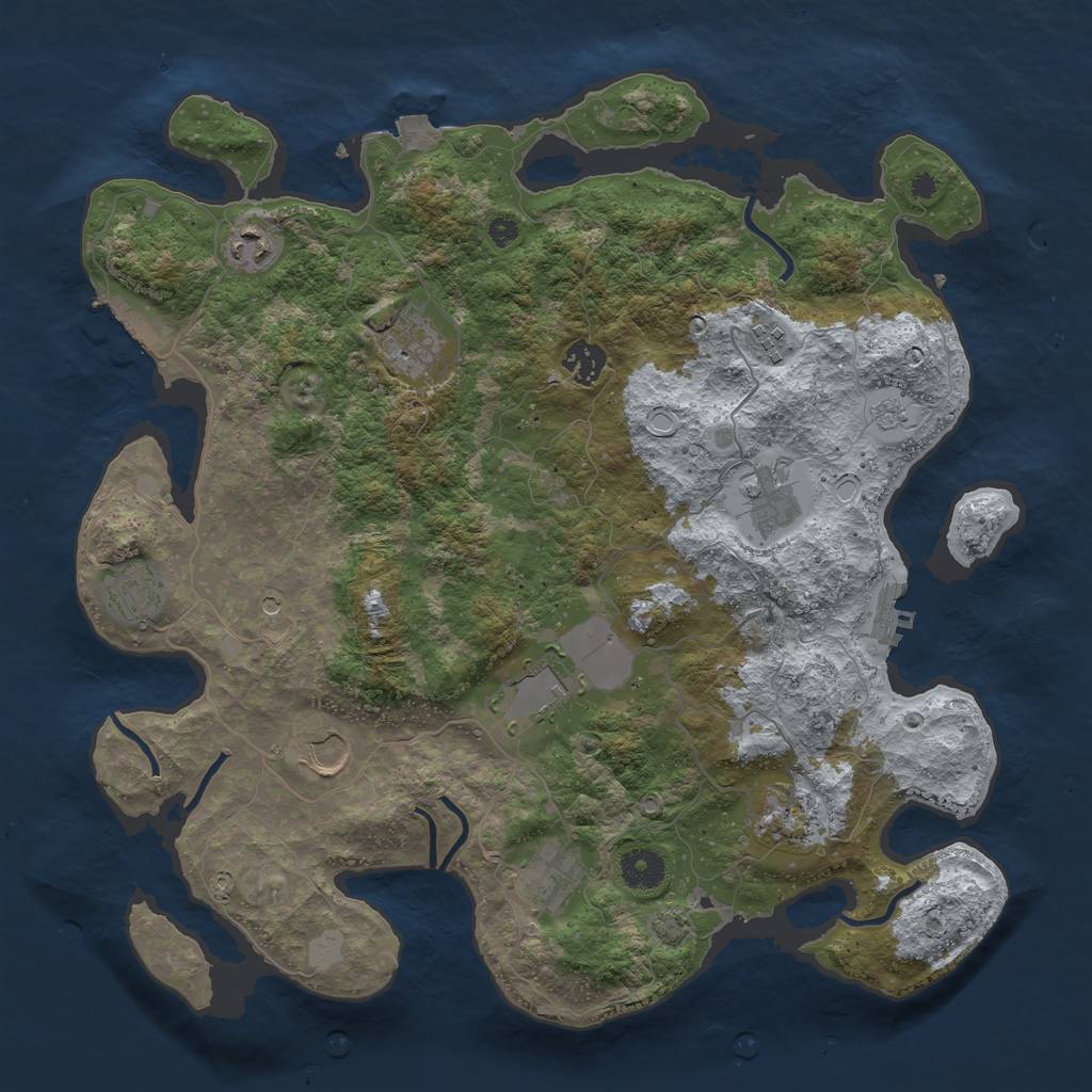 Rust Map: Procedural Map, Size: 3850, Seed: 357890816, 18 Monuments