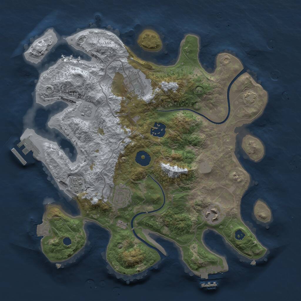 Rust Map: Procedural Map, Size: 3000, Seed: 9847213, 10 Monuments