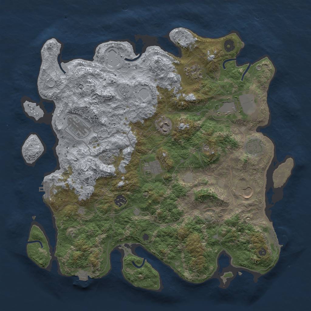 Rust Map: Procedural Map, Size: 4000, Seed: 1675897495, 17 Monuments